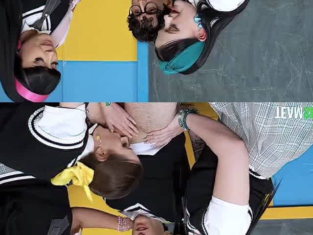 Sia Wood, Nick Strokes And Beca Barbie In Pleasuring Nerdy Guy In The