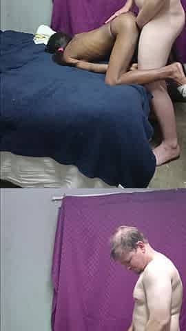Black Slut Gives Nice Blowjob, Get Fucked Doggystyle and Then Give Nice Handjob with Happy Ending