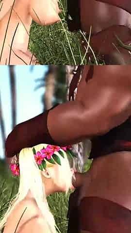 Teenage virgin girl roller gets fucked by a big black cock outdoor