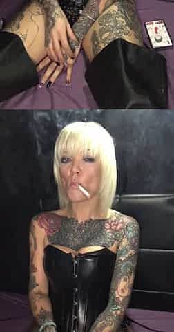 Blond UK Tattoo Chav smoking sexy