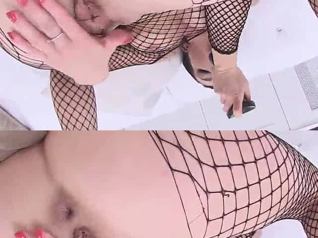 Cum-trickling floozy with pissing fetish squirts wildly in double anal scene surrounded by insane porn males