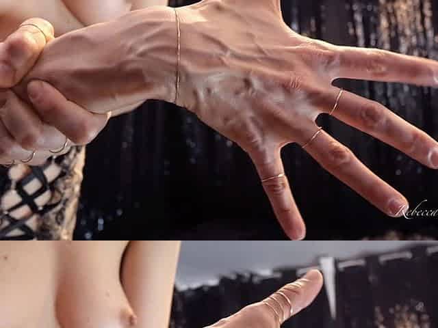 Rebecca Diamante Shows Her Hands' Veins in Topless