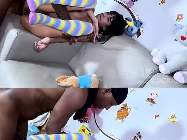 Brunette Beauty's Deep Anal Gape and Intense Interracial