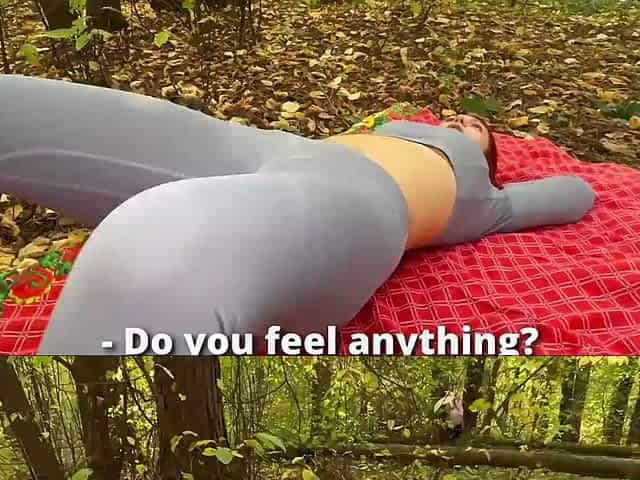 Showed this redhead russian girl an exercise to get warm in the cold weather