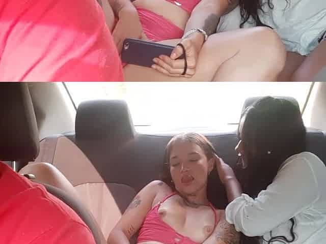 hawt lesbo gals bang in my car.