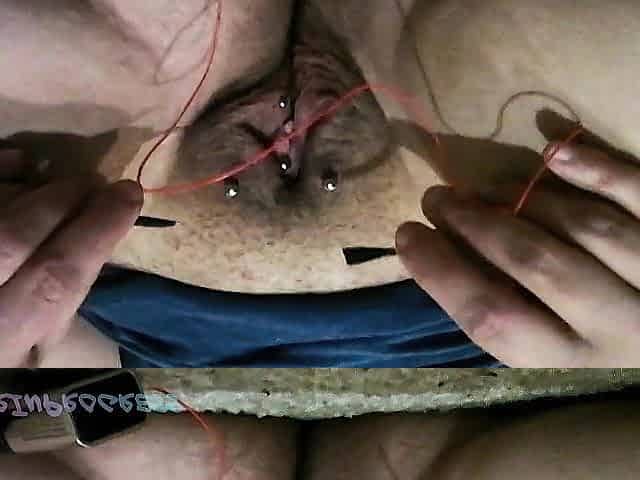 FtM zaps his pierced twat