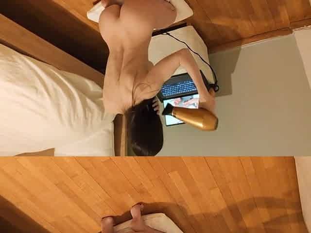 Stroking Behind my Stripped Hotwife for a Surprise Spunk fountain