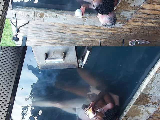 Into The Morning Glow - Black Tiny Hotwife gets screwed in the Hottub