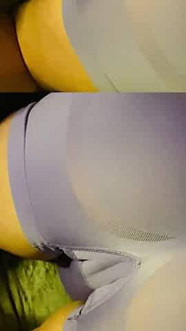 Perfect Cameltoe in Tight Purple Yoga Shorts