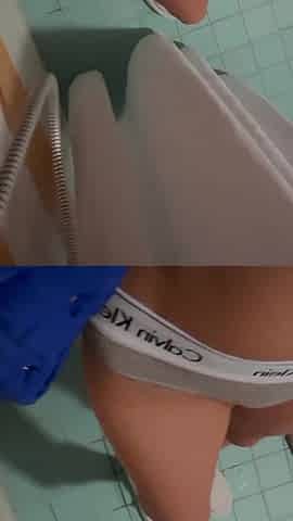 POV - You and 18 Years Old Teen Go to the Public Tpoilet Together and You Make Her Squirt in Her Sporty Thong