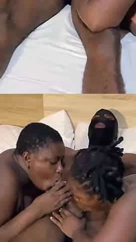 All Black Threesome with Double Blow Job