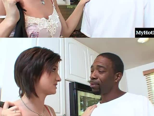 Hairy pussy of a white chick gets filled by a giant black schlong