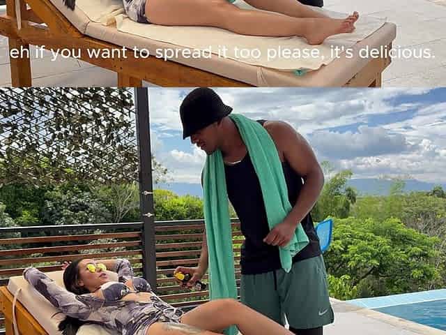 Huge Breasted Latina Brunette Can't Resist Fucking Big Black Cock Guy by the Pool.