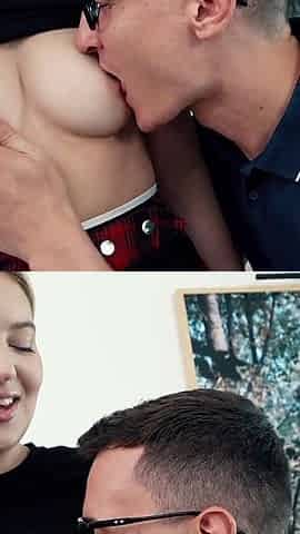 Beautiful Stepsis Seduce Lucky Nerd Stepbrother
