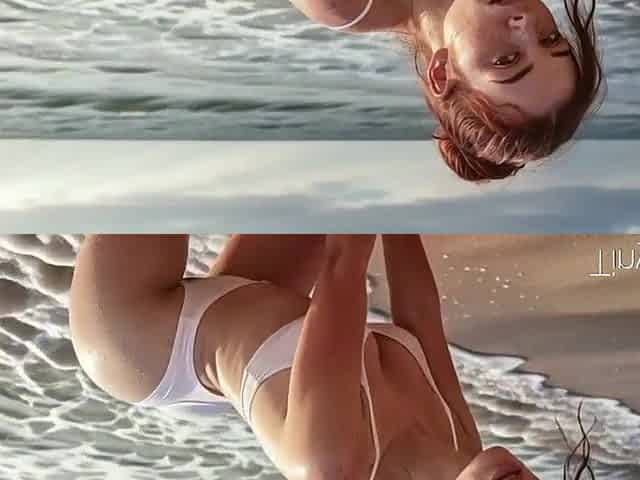 A slender doxy in a swimsuit on vacation at the sea uses her throat so skillfully I couldn't resist [AI]