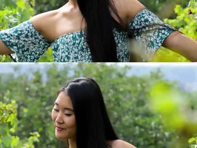 Cute Asian girl passion posing action