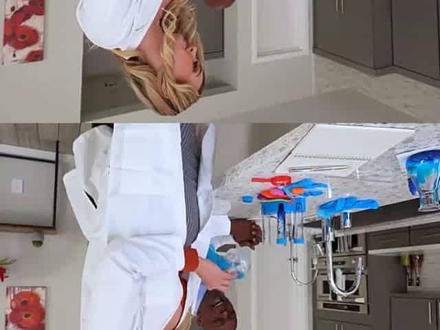 MILF scientist milks lab partners big black dick