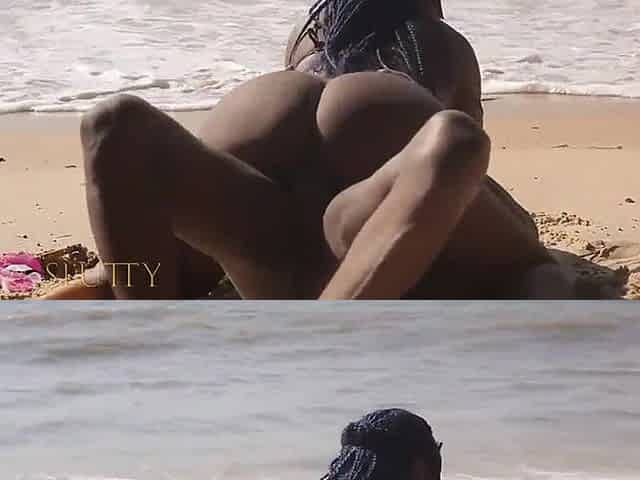 Black thot asked for shlong during the time that twerking and doing undressed exercises on the beach - Part 4