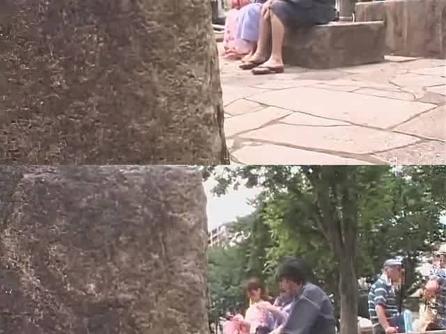 A man appears, touches her body, gives her a blowjob, and inserts a vibrator, causing her to wet herself.
