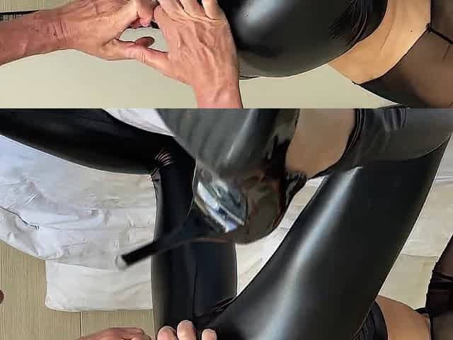 Ripped her leather leggings and drilled her hard