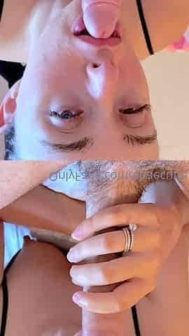 Mature brunette amateur giving a great POV blowjob