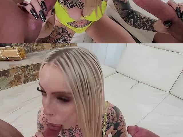 Brian Omally, Richard Glaze And Cassidy Luxe - Blonde Slut Eats Ass And Gets Double Stuffed And Creamed