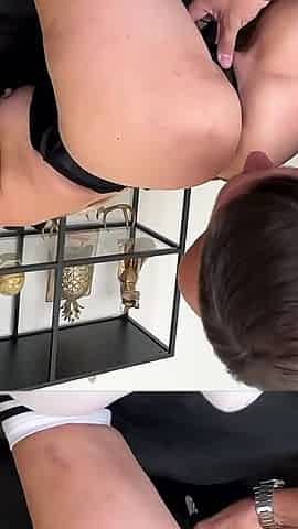 A Blonde with Big Comes to Get Very Hard to Receive Her Good Dose of in Her Mouth...