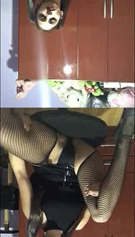 Big Ass Brunette with Harness Dancing Sexy