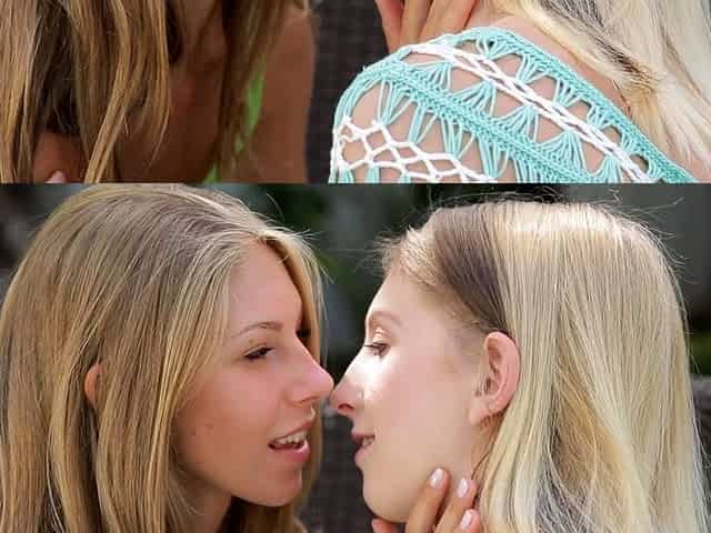 Blonde and brunette lesbians licking and sucking pussy
