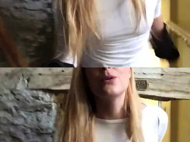 Perfect blond making solo masturbation