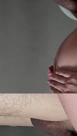 A Pregnant Wife with Contractions Couldn't Stand It and Milked Her Husband Hard During the Contractions