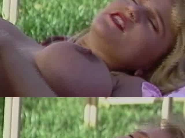 The Hindlick Maneuver: Busty Hairy Lesbian babes share dildo toy outdoors - Vintage
