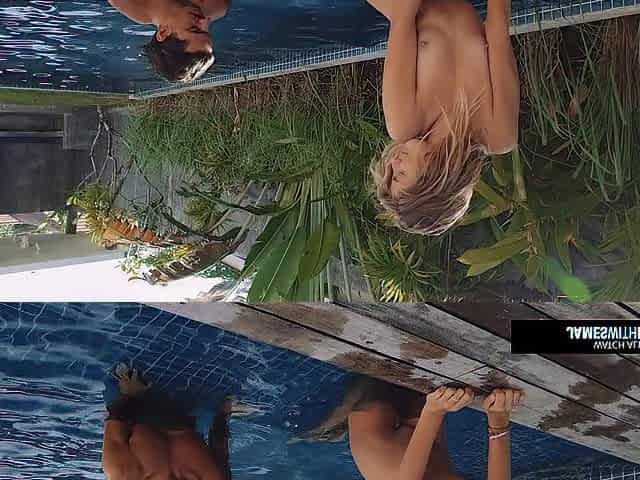 Woke up to my gf slender dipping in our Airbnb's pool