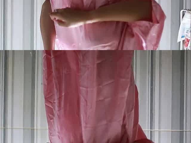 TAKE A SHOWER IN A TRANSPARENT SATIN GOWL