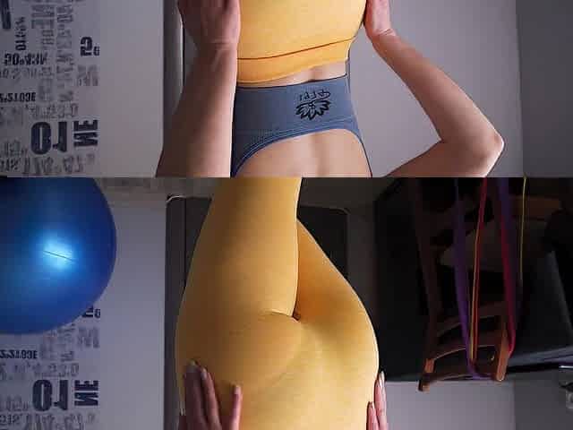 Panty Line Tease In Leggings And Full Back Pants