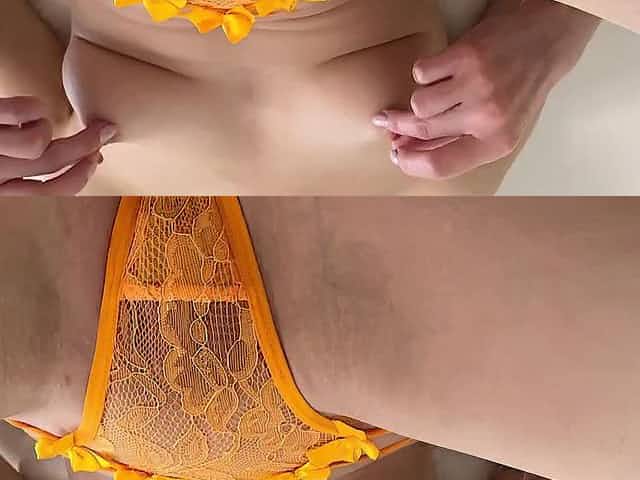 Cutie teasing teats until her snatch begins to contract. Real nipp climax and leaking moist snatch