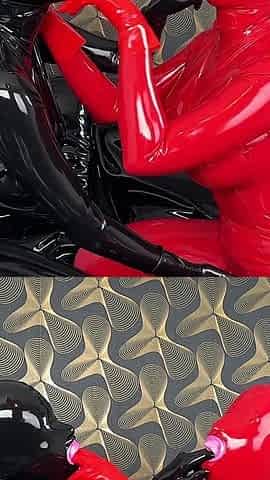 Double Dildo Blowjob with Condom Hoods