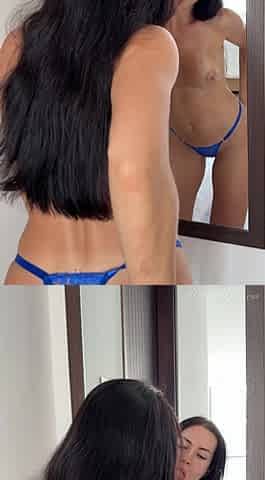 Blowjob in the Mirror with Oiled Boobs & Pussy Play