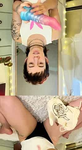Brunette and her toys have close up masturbation sex