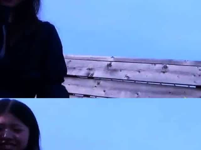 Cheating Asian Woman Sucks Dick on Balcony