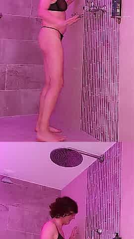 Carina pees in the shower