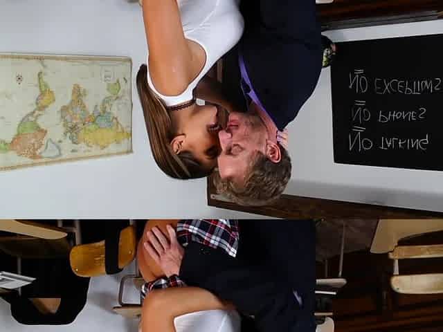 August Ames gets her pussy licked in the classroom