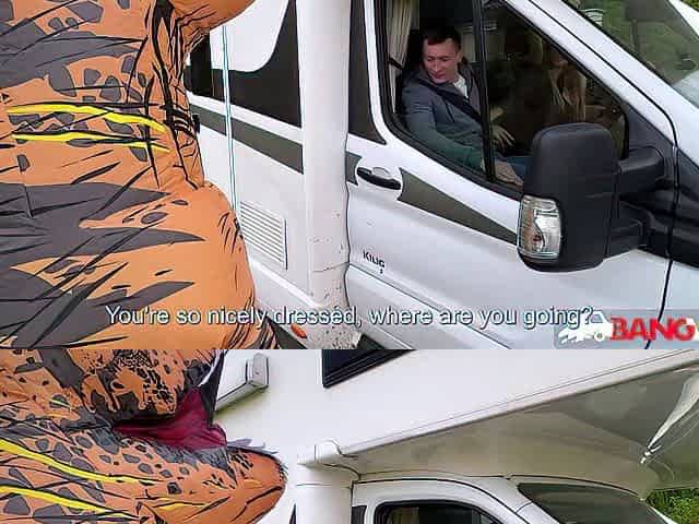 BangVan - Breasty RV Driver Jennifer Mendez Takes a Real Dinosaur on Board!