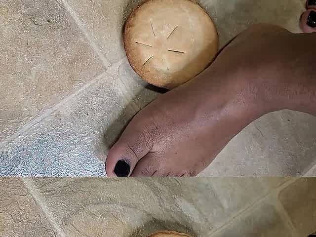 ASMR - Black Feet Crushing Peach Pie
