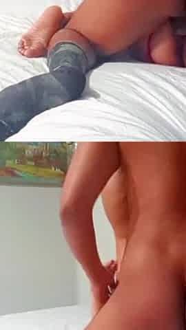 Fucking a Mature Stepmom Missionary While She Sucks My Girlfriend's Pussy