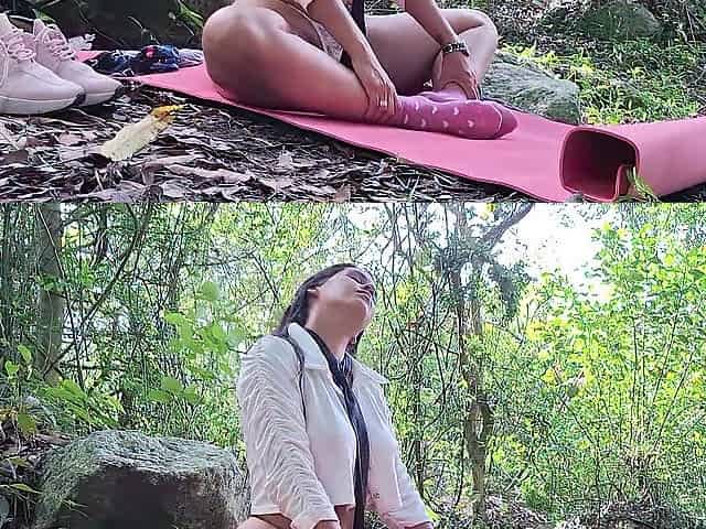 Breasty and large-butt mother I'd like to fuck stepmother screws a depraved grand-daddy in the woods