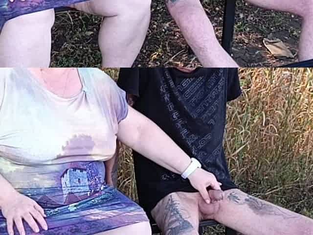 Stepmom Sucks My Dick in the Park on a Bench Until I Cum