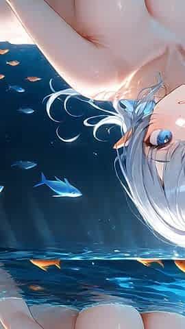 Hentai Girl Swimming in the Ocean - Ai Fantasy Slideshow Art