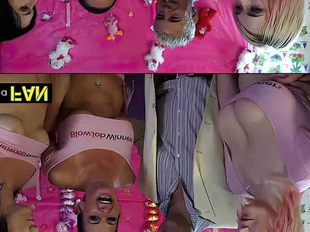 A Kneeling Threesome Of Whores Services A Kenyan Ebony Knob!