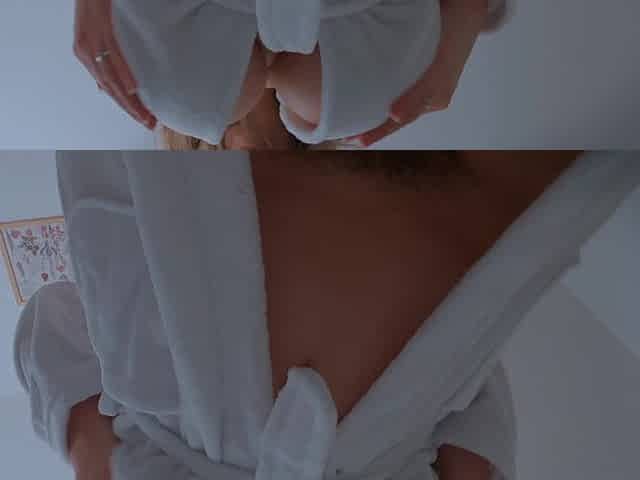 Chubby MILF's Wet Morning. Bouncing on a Dildo in a Bathrobe